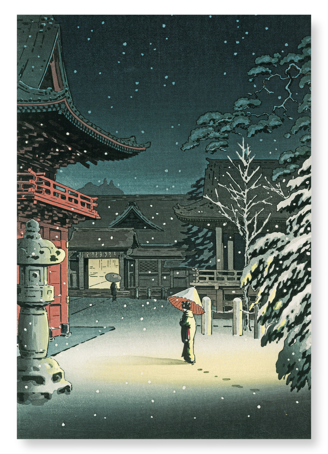 NEZU SHRINE IN SNOW (1934): Japanese Art Print