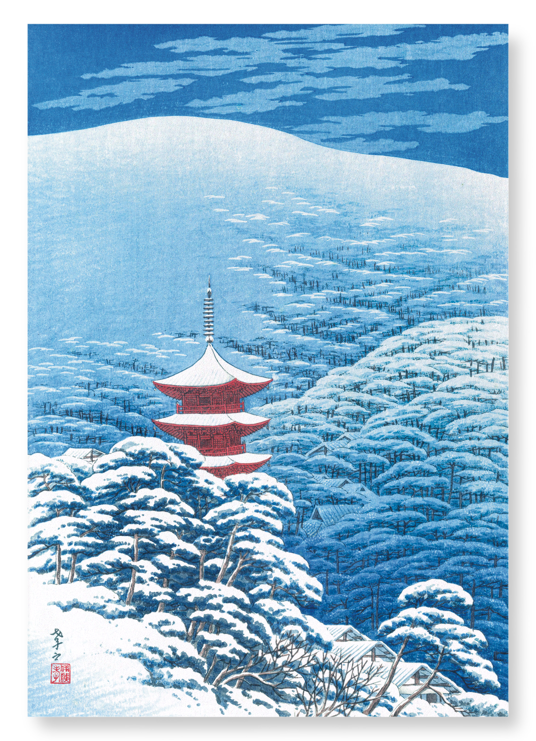 AFTER A SNOWFALL YASAKA SHRINE (1929): Japanese Art Print