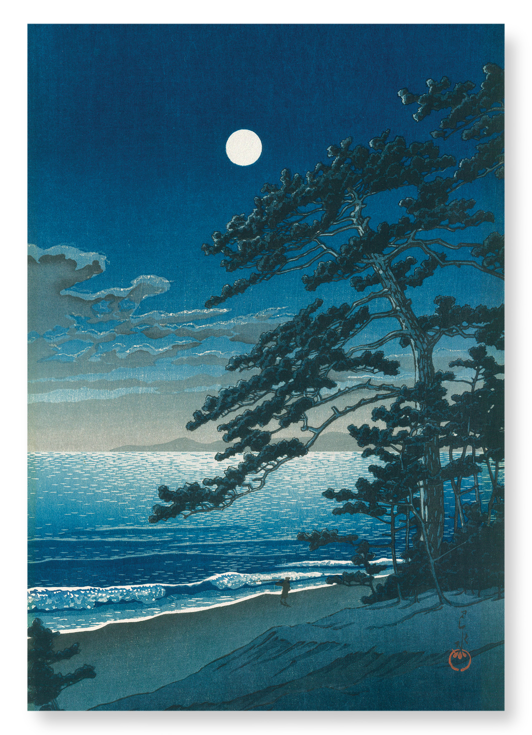 MOON AT NINOMIYA BEACH (1932): Japanese Art Print