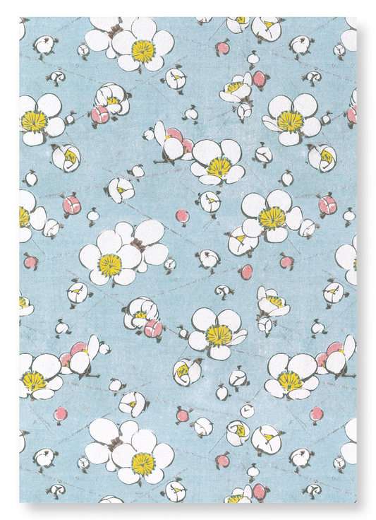PLUM BLOSSOMS ON BLUE: Japanese Art Print