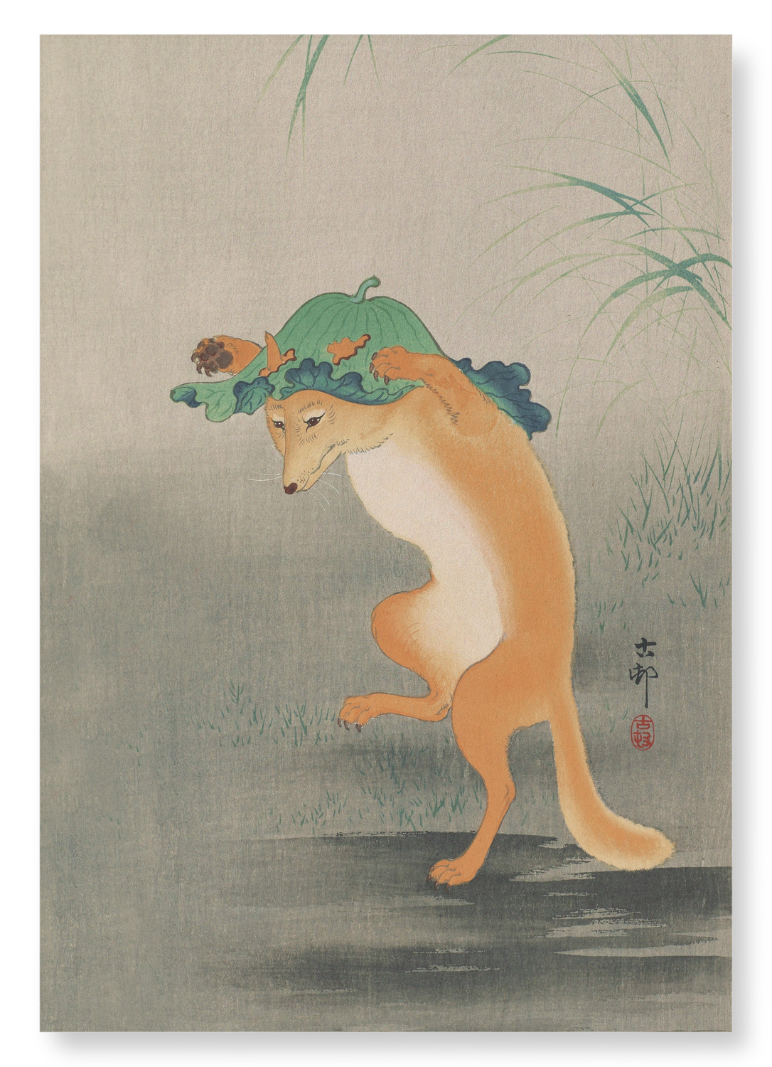 DANCING FOX (C.1910): Japanese Art Print