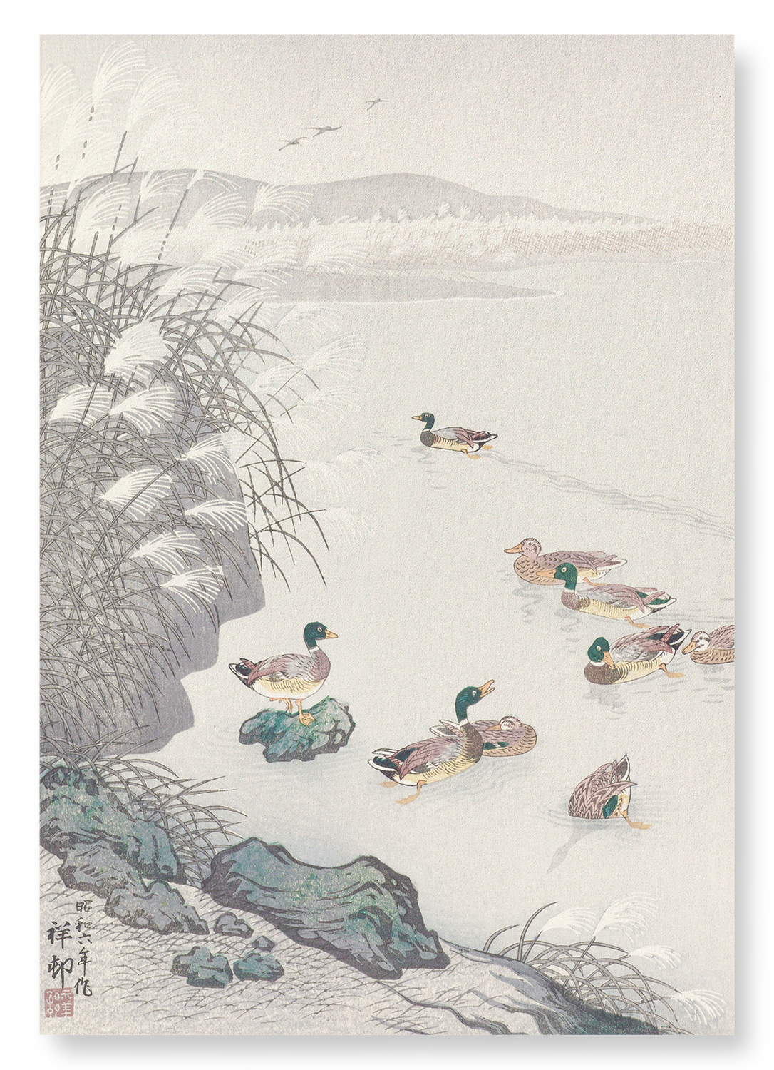 DUCKS IN THE WATER (1931): Japanese Art Print