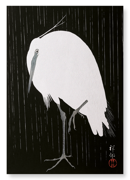 EGRET IN THE RAIN: Japanese Art Print