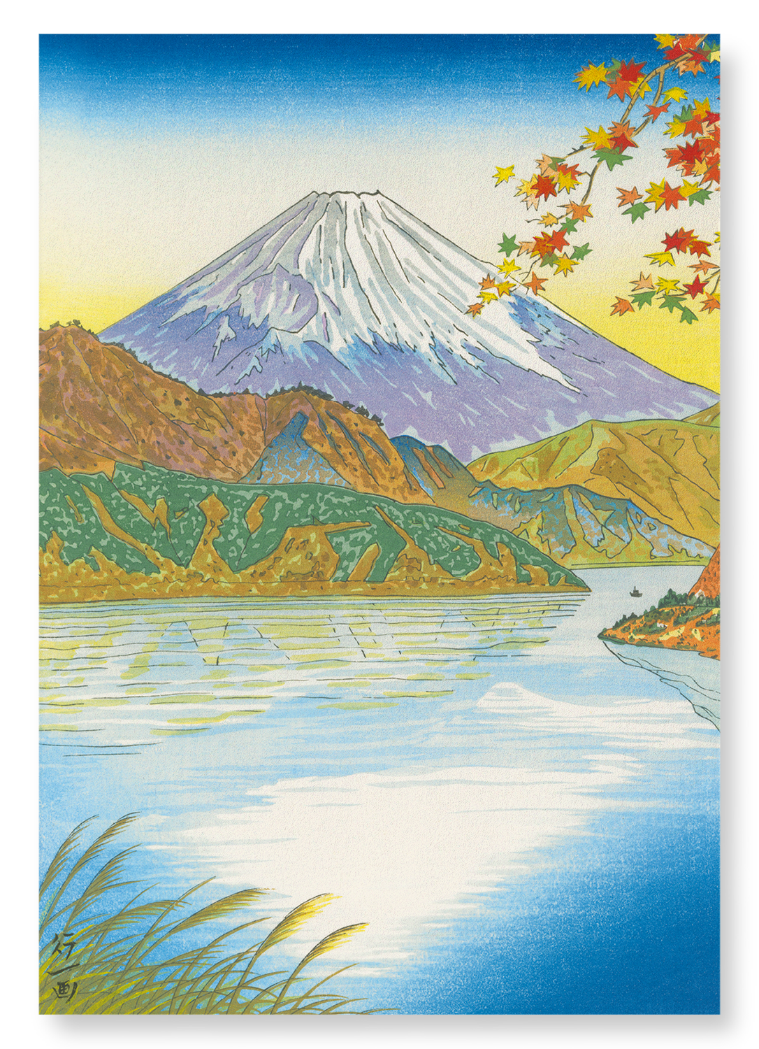 MOUNT FUJI AND LAKE ASHI: Japanese Art Print