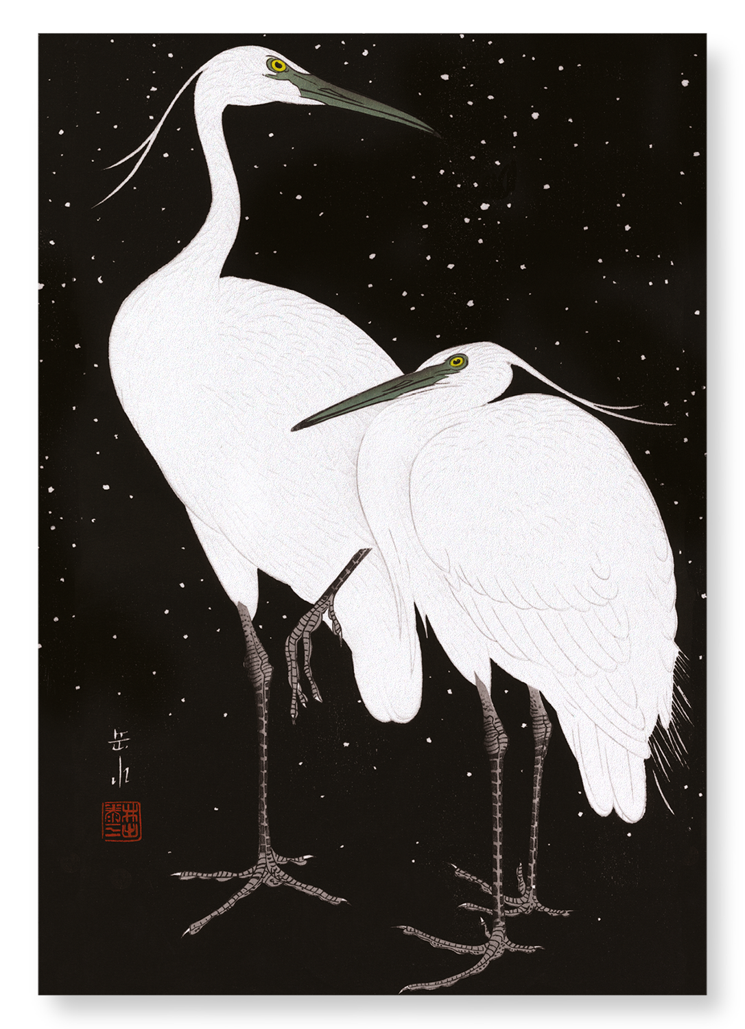 HERONS IN THE SNOW: Japanese Art Print