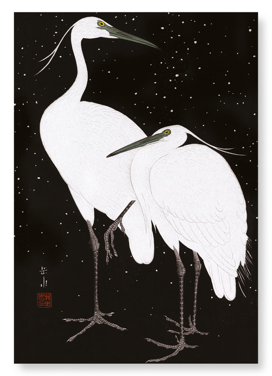 HERONS IN THE SNOW: Japanese Art Print