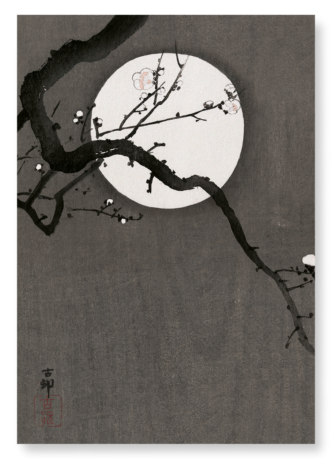 FULL MOON AND BLOSSOMS: Japanese Art Print