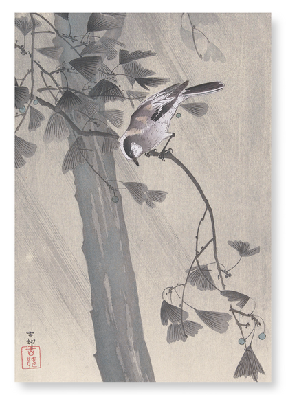 LONG TAILED TIT IN THE STORM: Japanese Art Print