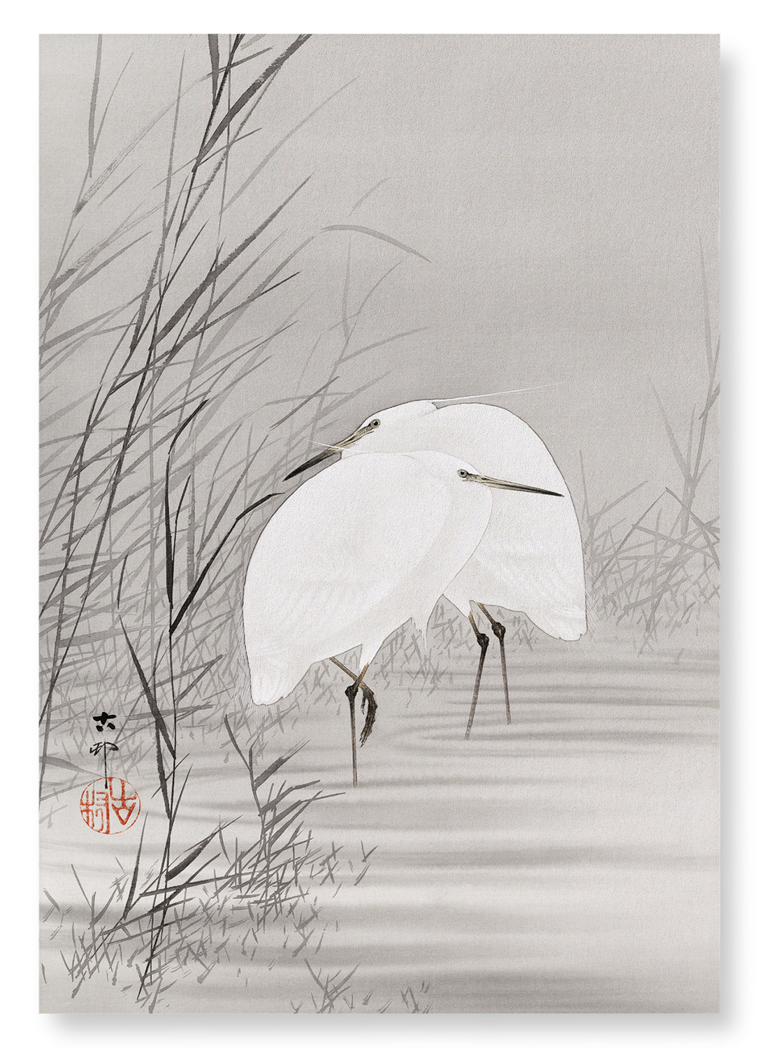 EGRETS IN THE MARSH: Japanese Art Print