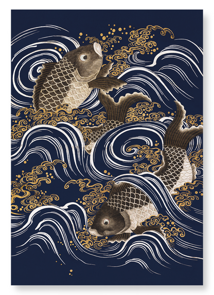 CARPS IN WAVES: Japanese Art Print