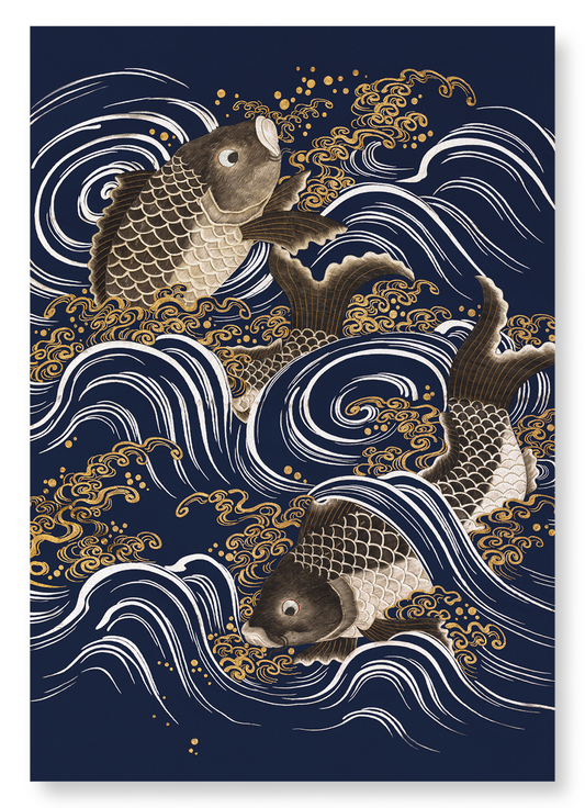 CARPS IN WAVES: Japanese Art Print