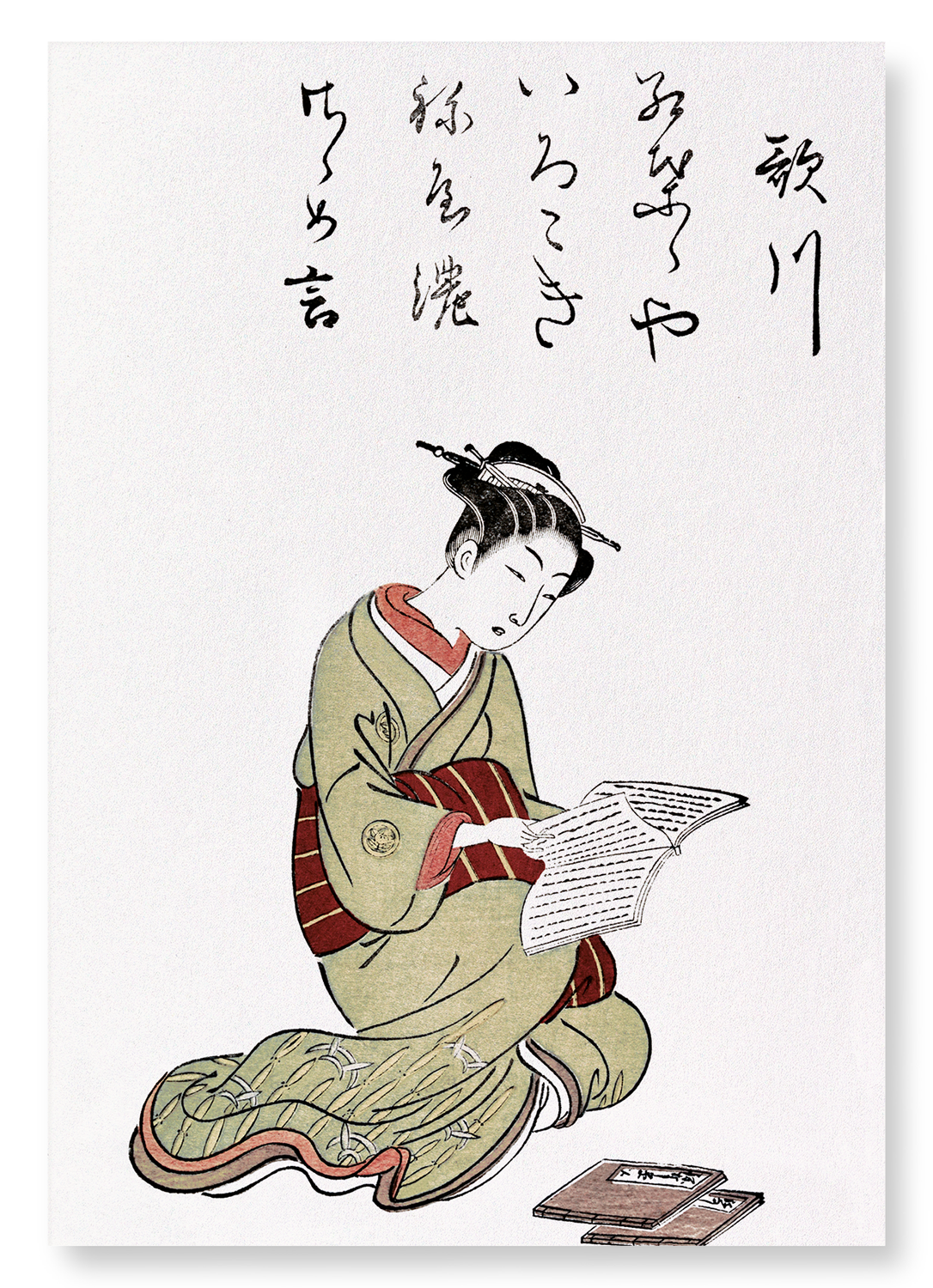 COURTESAN UTAGAWA READING (1776): Japanese Art Print