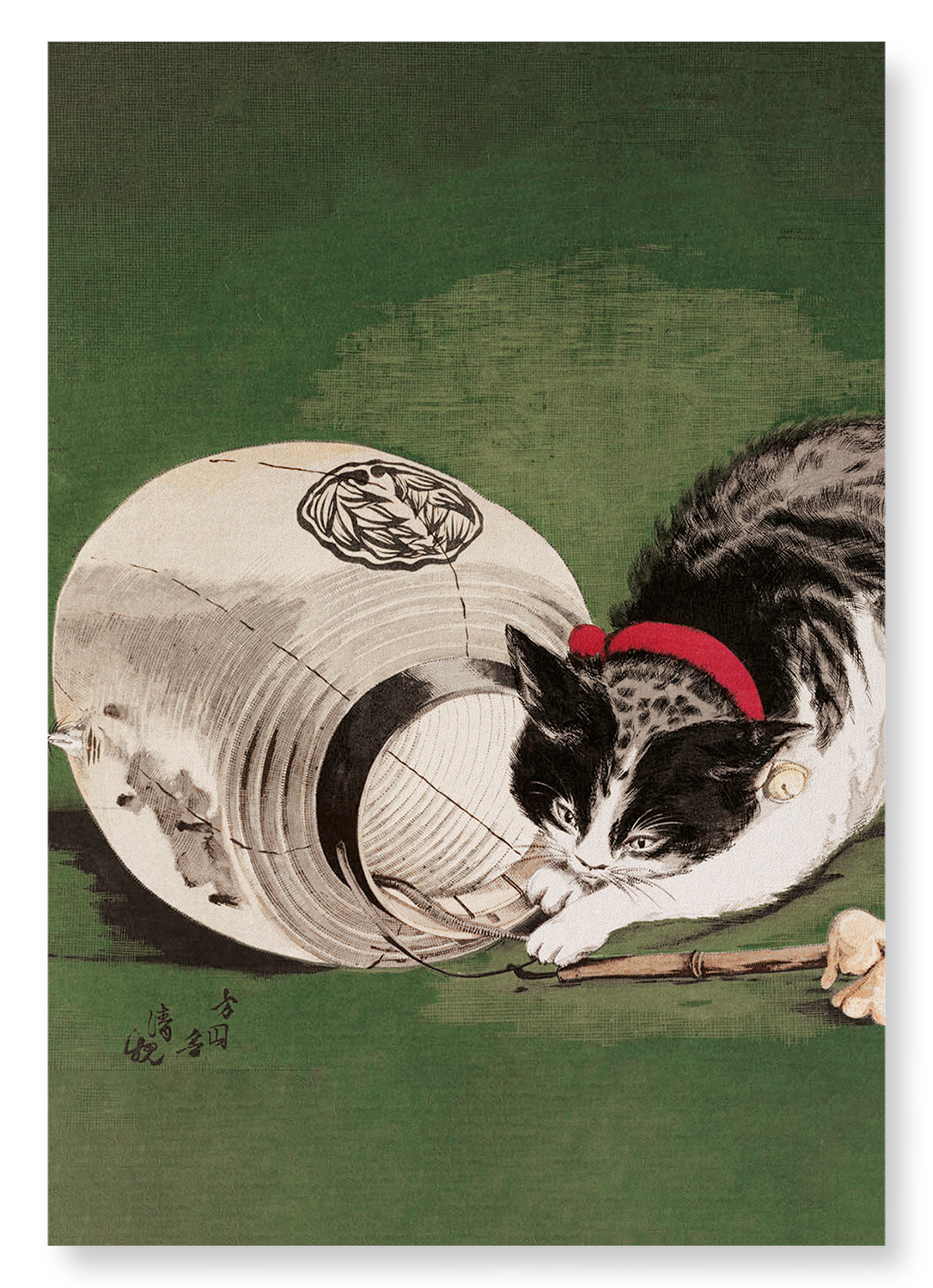 CATS AND LANTERN (1877): Japanese Art Print