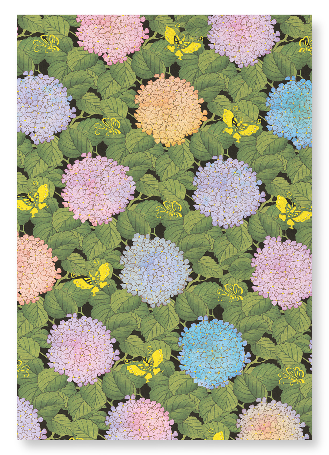 HYDRANGEA AND BUTTERFLIES (1897): Pattern Art Print