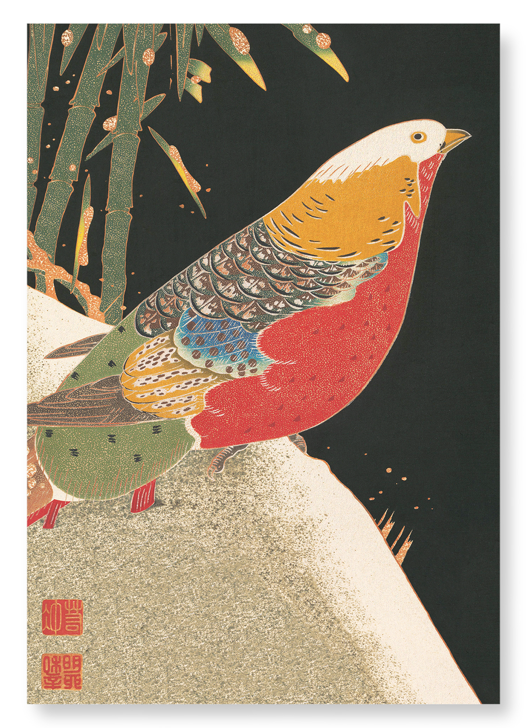 GOLDEN PHEASANT IN SNOW (C.1900): Japanese Art Print
