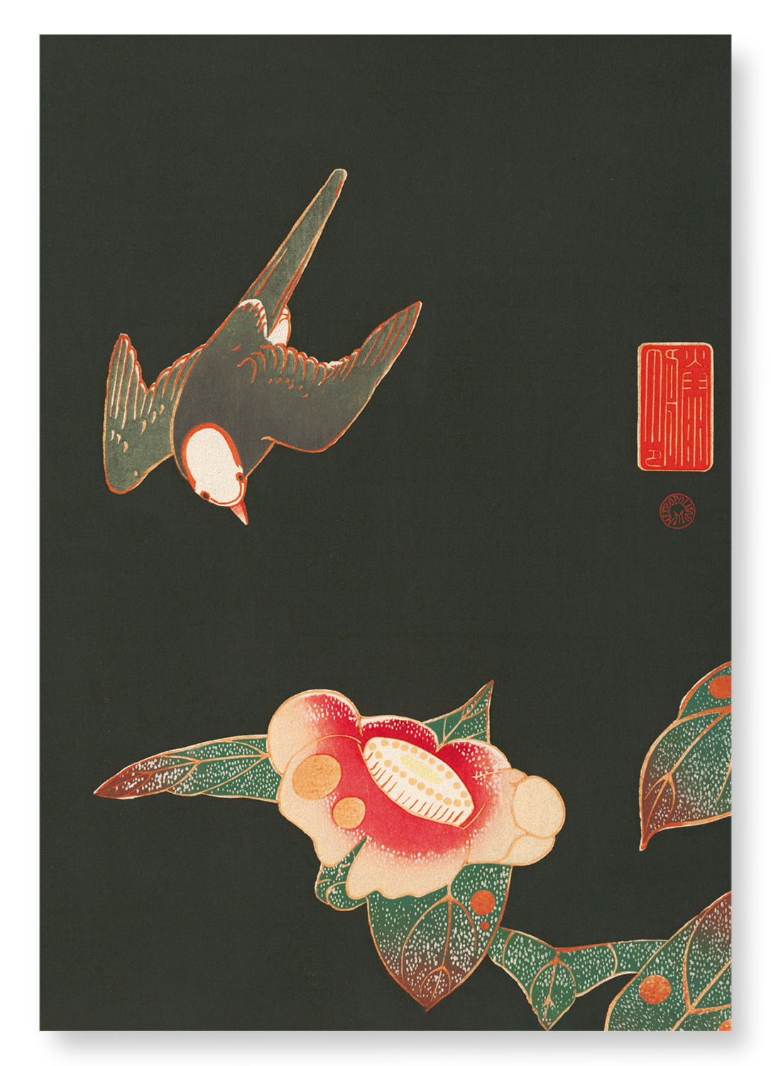 SWALLOW AND CAMELLIA (C.1900): Japanese Art Print