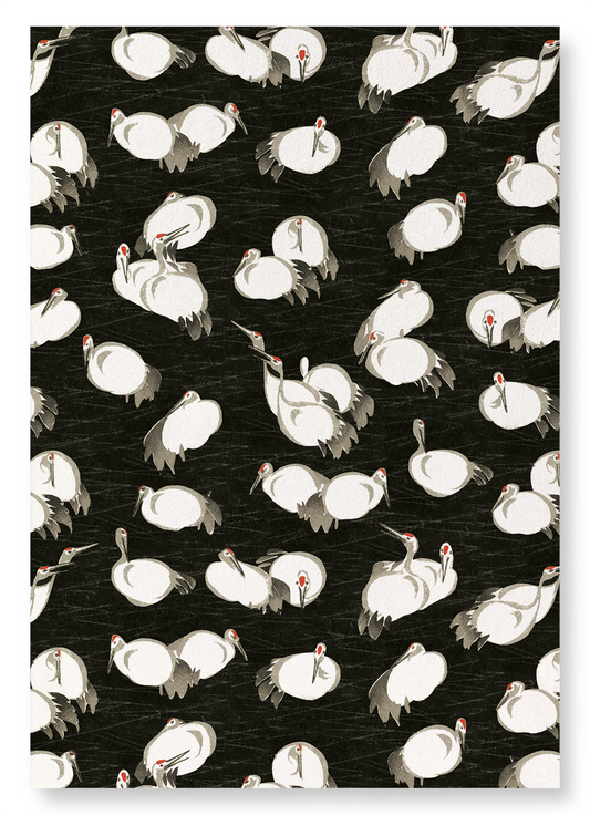KIMONO PATTERN OF CRANES: Japanese Art Print