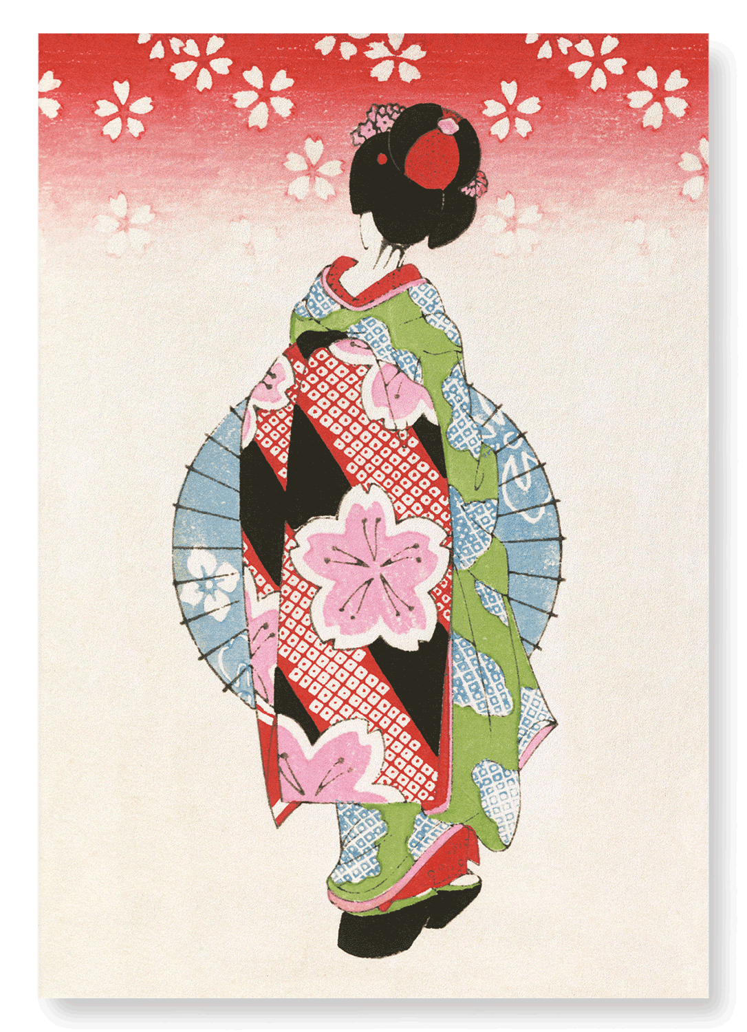 MAIKO WITH PARASOL (C.1920): Japanese Art Print