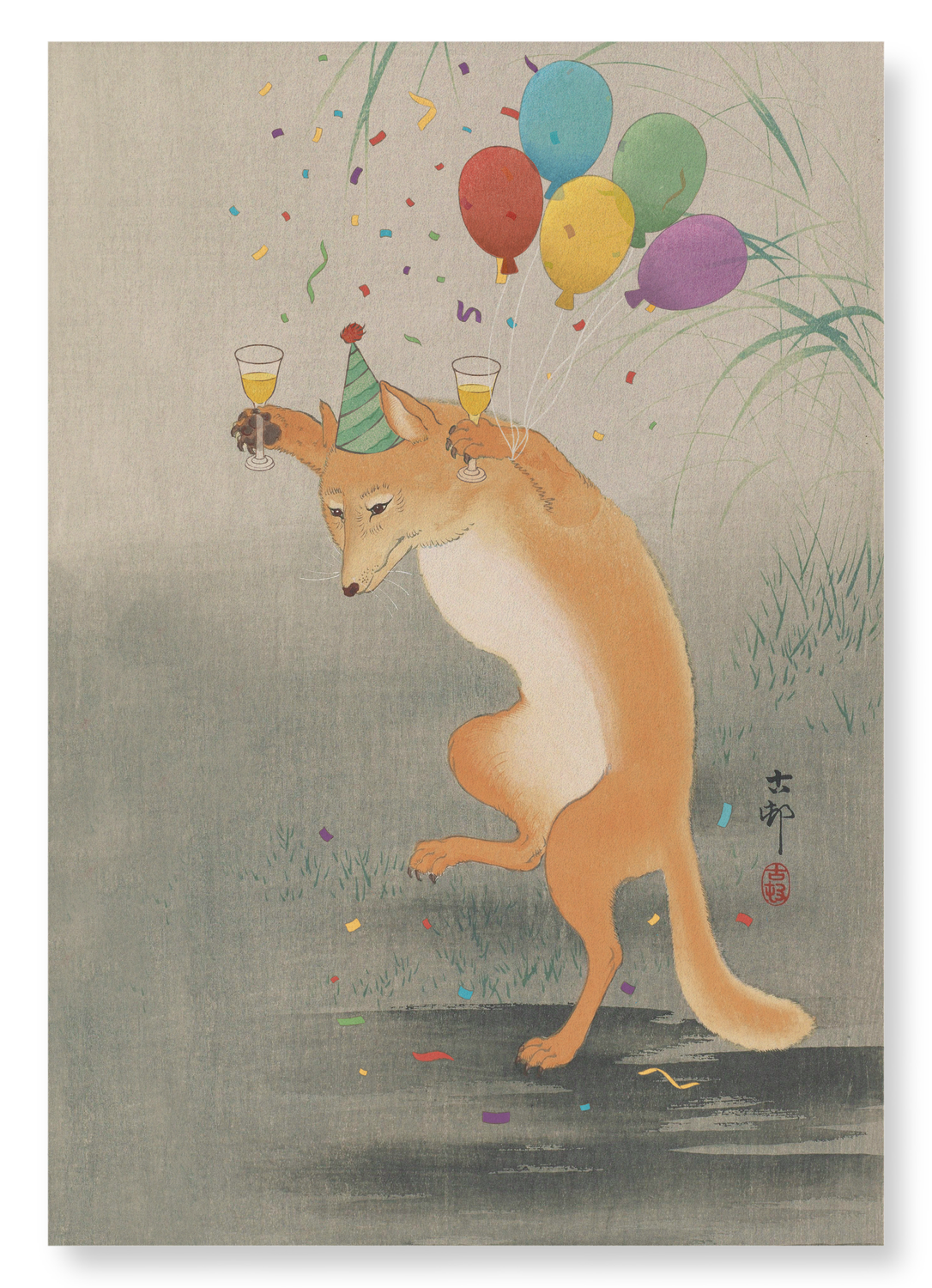 PARTY FOX: Japanese Art Print