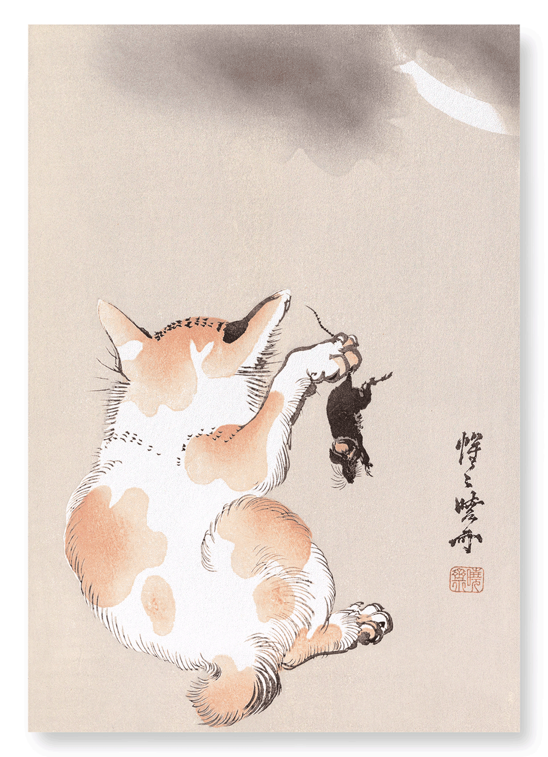 CAT WITH MOUSE (C.1870): Japanese Art Print