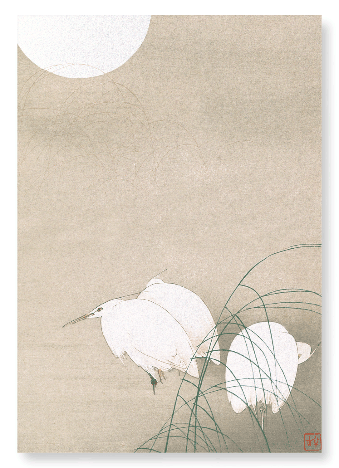 THREE EGRETS AT NIGHT (C.1900): Japanese Art Print