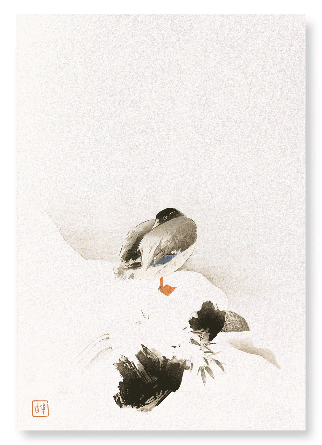 DUCK IN SNOW (C.1900): Japanese Art Print