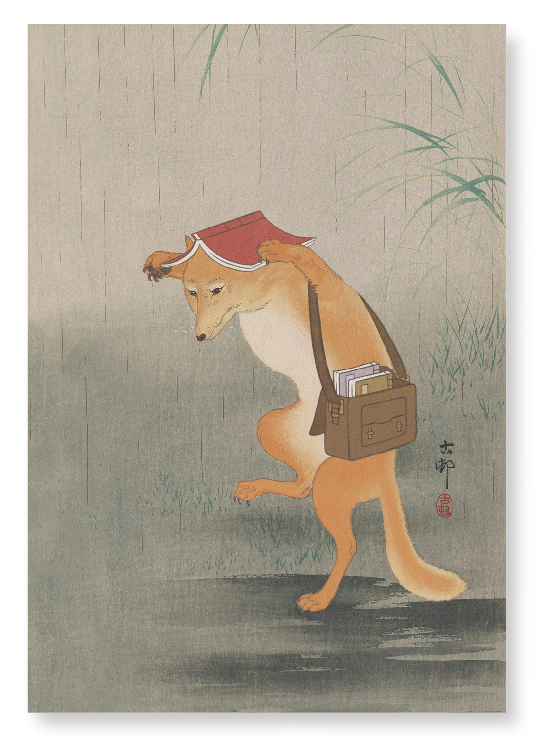 BOOK LOVING FOX: Japanese Art Print