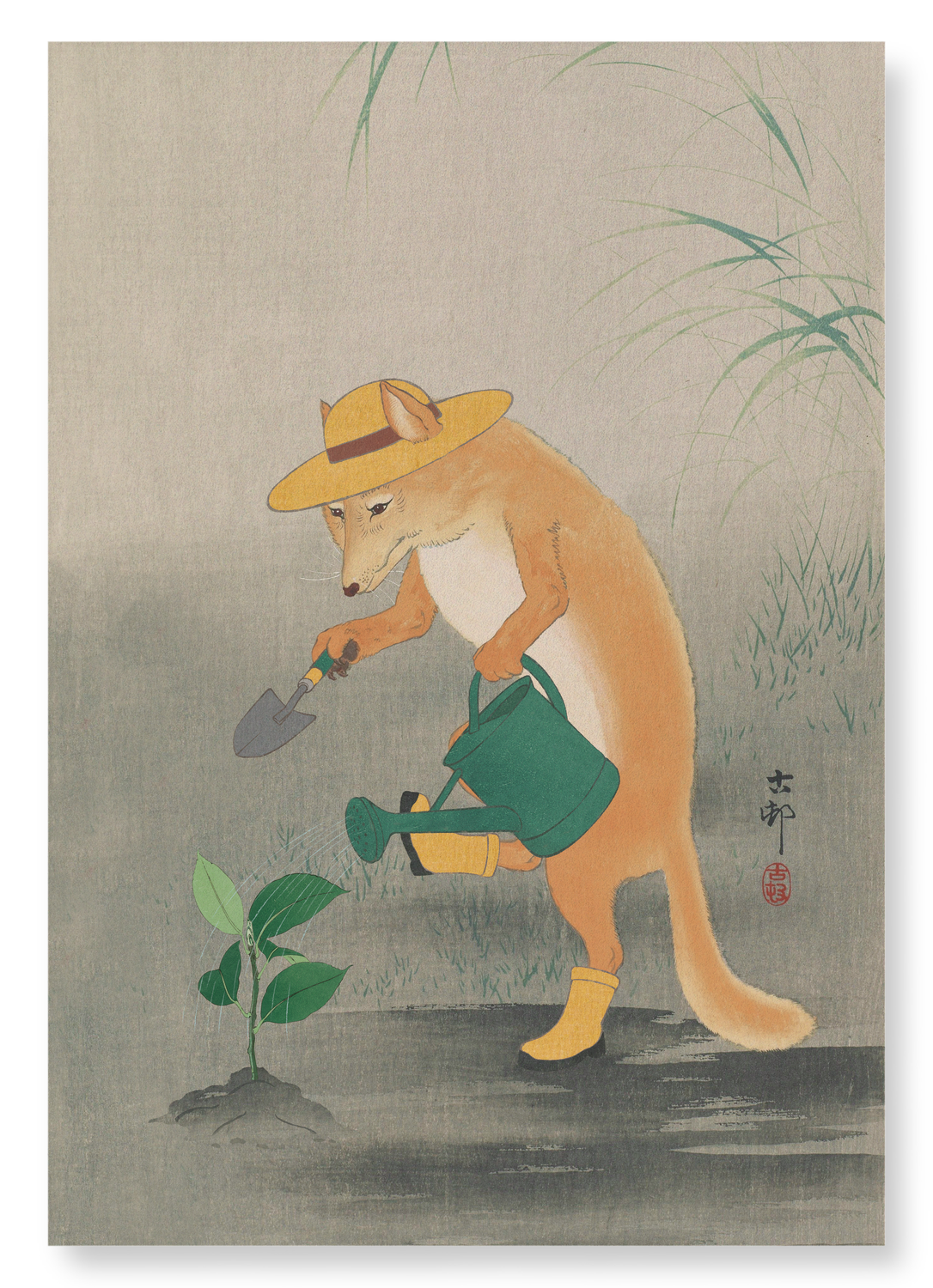GARDENER FOX: Japanese Art Print