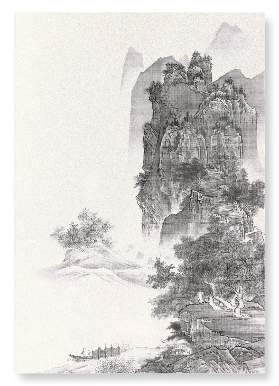 SUNSET GLOW OVER A FISHING VILLAGE (EARLY 1600S): Japanese Art Print