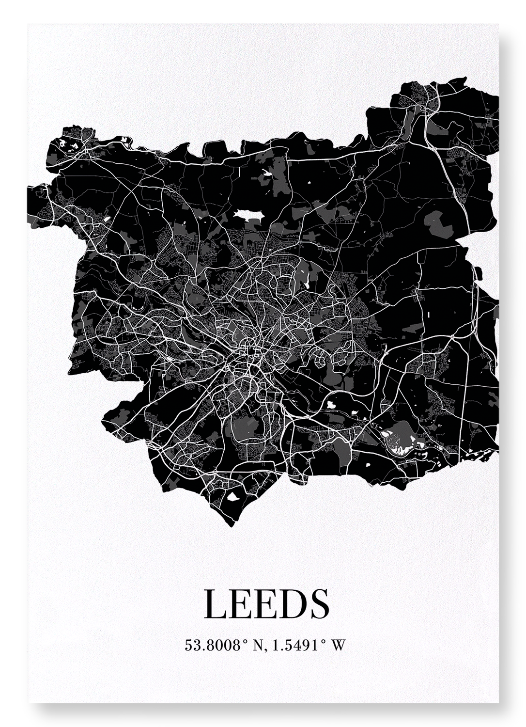 LEEDS CUTOUT: Map Cutout Art Print