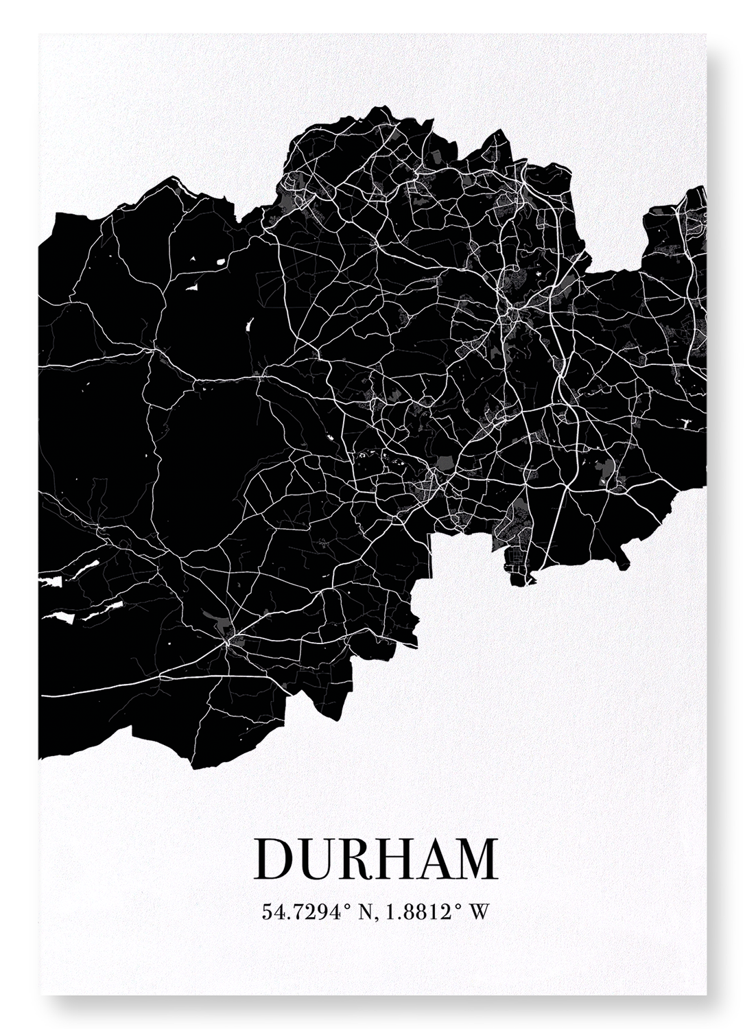 DURHAM CUTOUT: Map Cutout Art Print