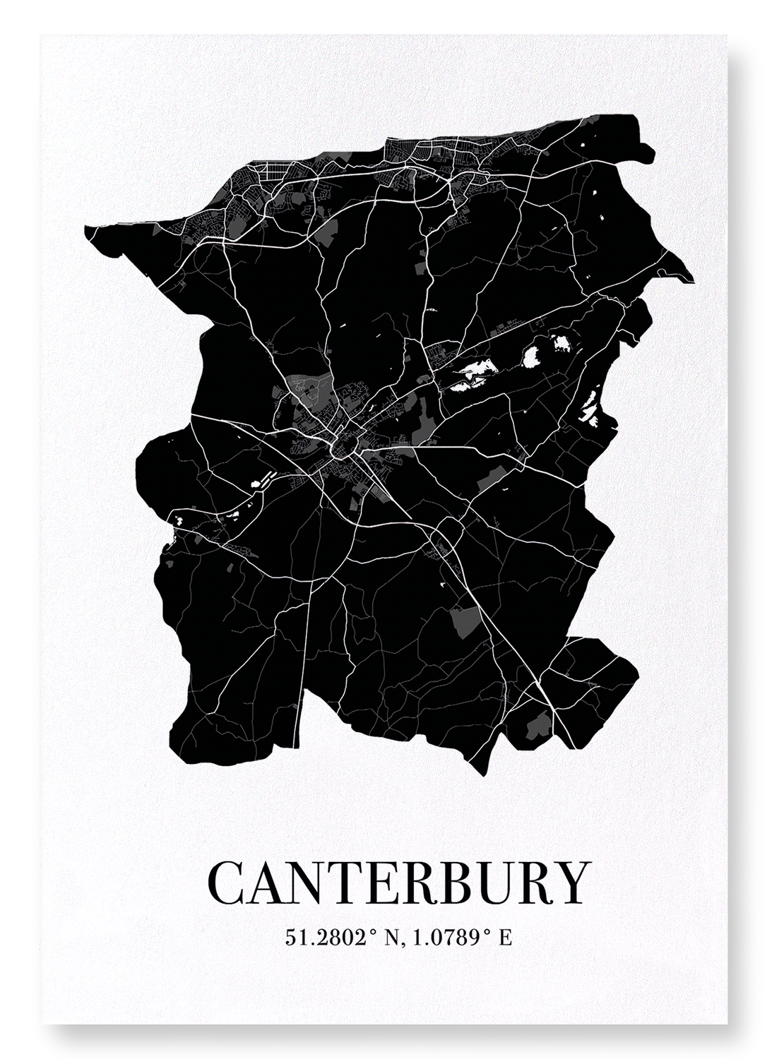 CANTERBURY CUTOUT: Map Cutout Art Print