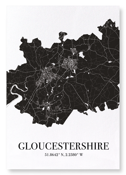 GLOUCESTERSHIRE CUTOUT: Map Cutout Art Print