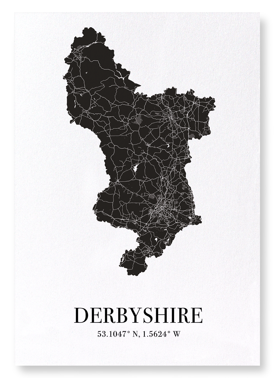 DERBYSHIRE CUTOUT: Map Cutout Art Print