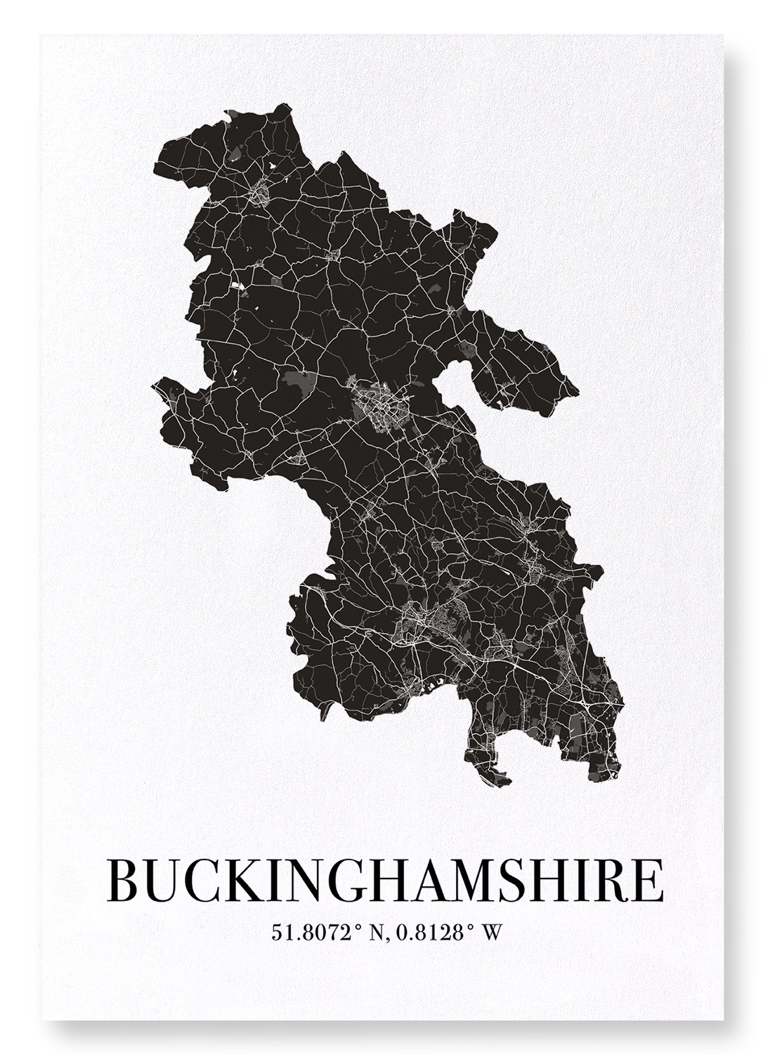 BUCKINGHAMSHIRE CUTOUT: Map Cutout Art Print