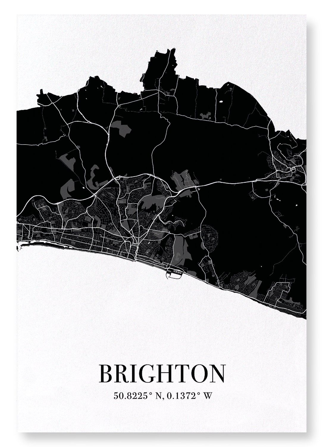 BRIGHTON CUTOUT: Map Cutout Art Print
