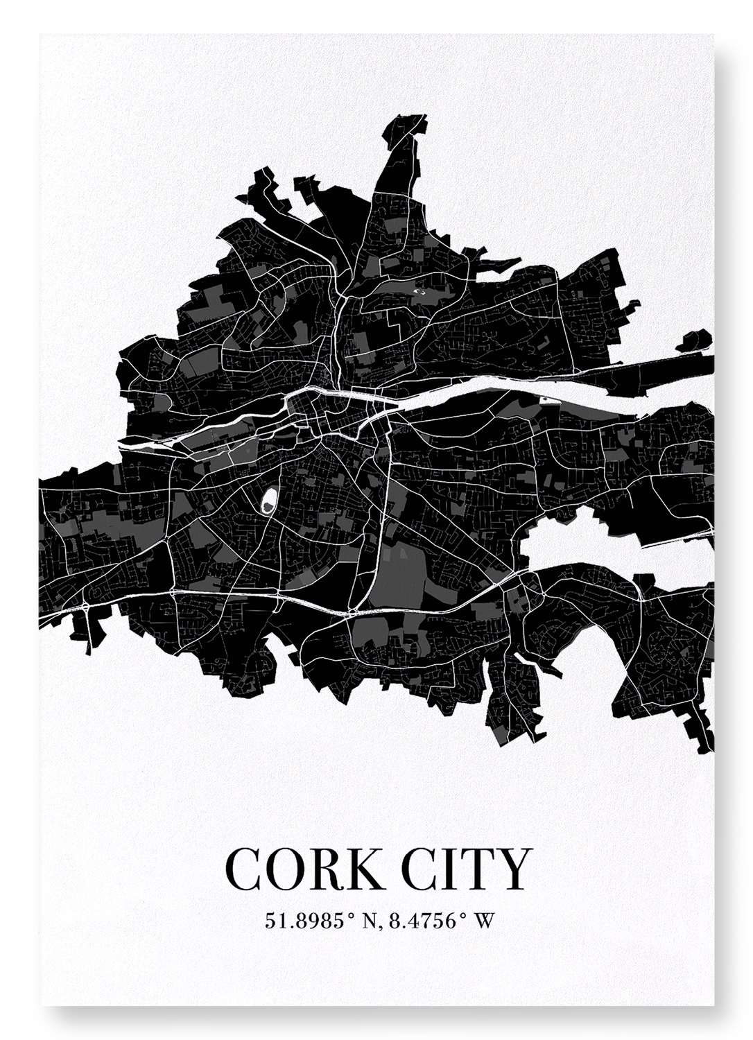 CORK CITY  CUTOUT: Map Cutout Art Print