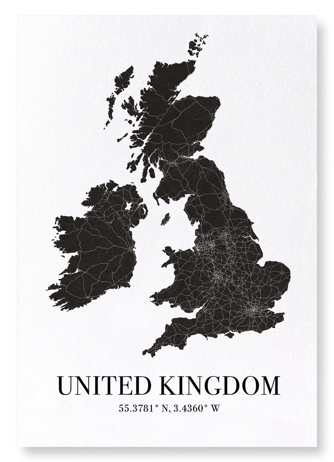 UNITED KINGDOM CUTOUT: Map Cutout Art Print