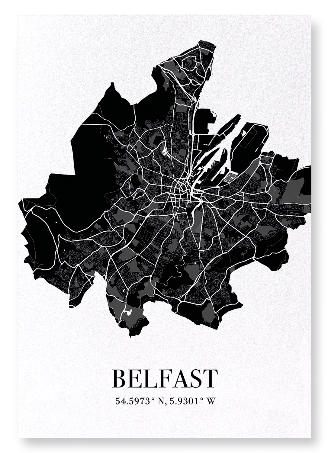 BELFAST CUTOUT: Map Cutout Art Print