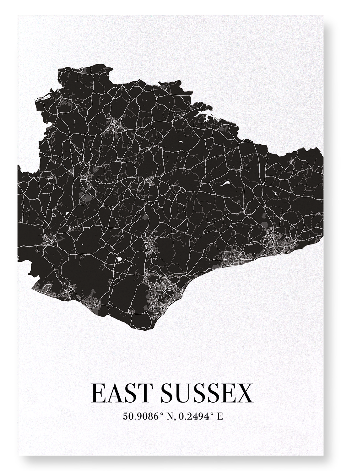 EAST SUSSEX CUTOUT: Map Cutout Art Print