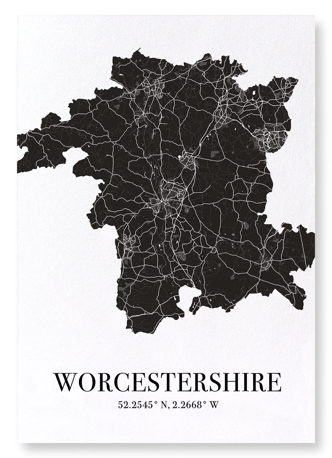 WORCESTERSHIRE CUTOUT: Map Cutout Art Print