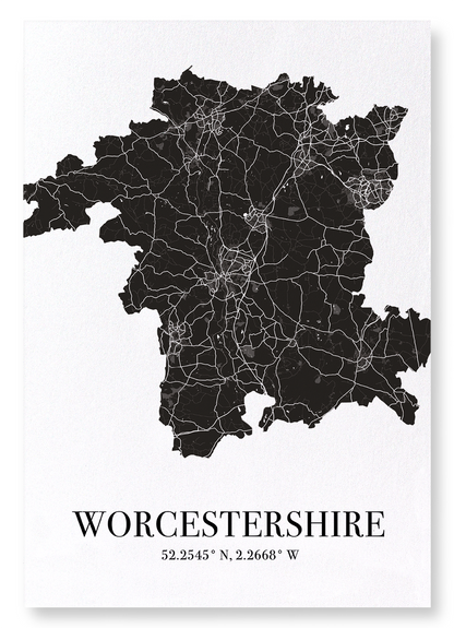 WORCESTERSHIRE CUTOUT: Map Cutout Art Print
