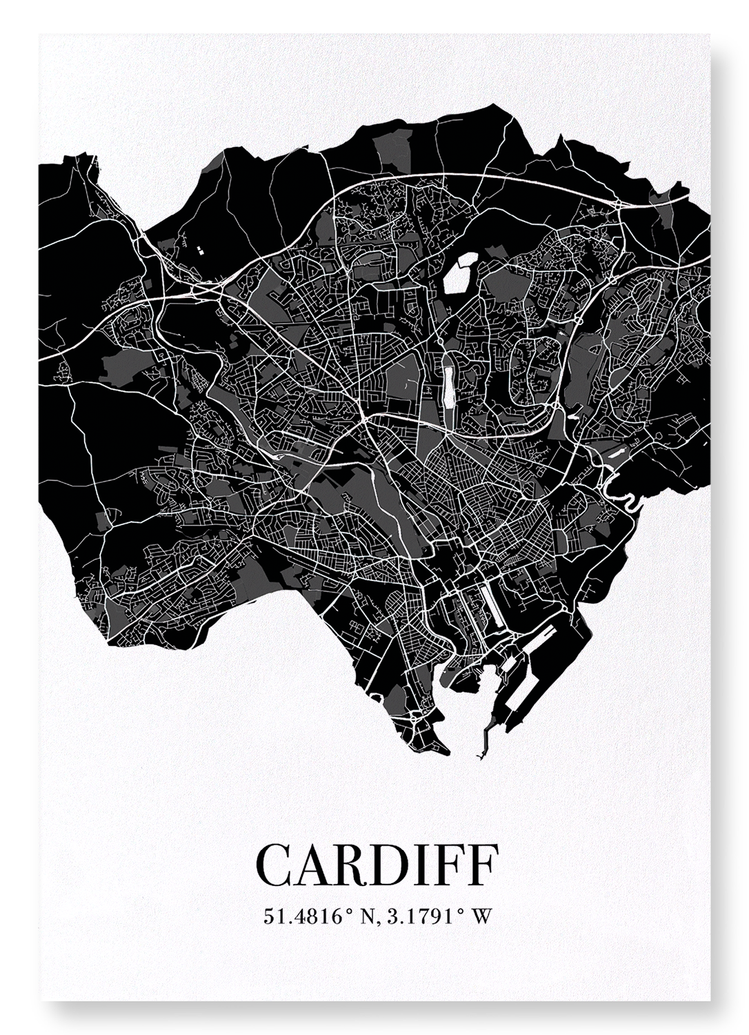 CARDIFF CUTOUT: Map Cutout Art Print