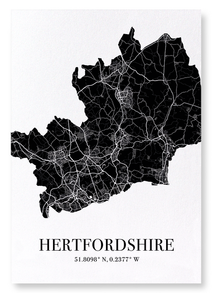 HERTFORDSHIRE CUTOUT: Map Cutout Art Print