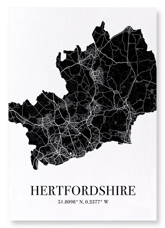 HERTFORDSHIRE CUTOUT: Map Cutout Art Print