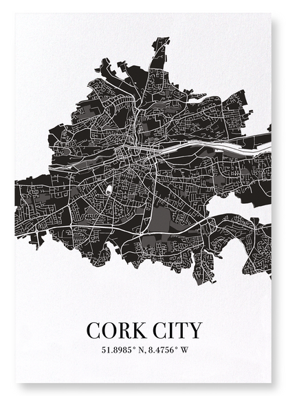 CORK CITY  CUTOUT: Map Cutout Art Print