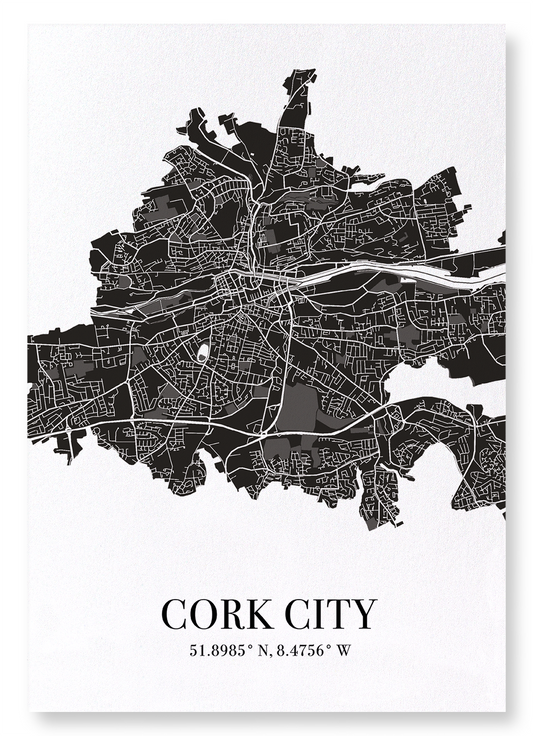 CORK CITY  CUTOUT: Map Cutout Art Print