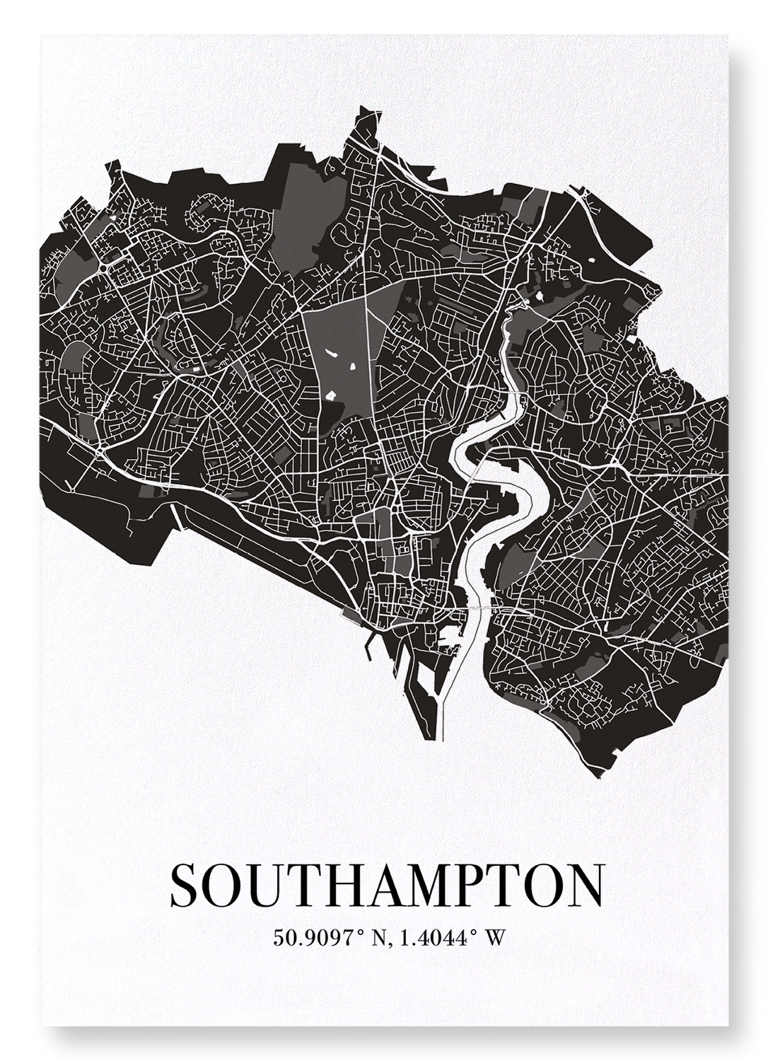 SOUTHAMPTON CUTOUT: Map Cutout Art Print