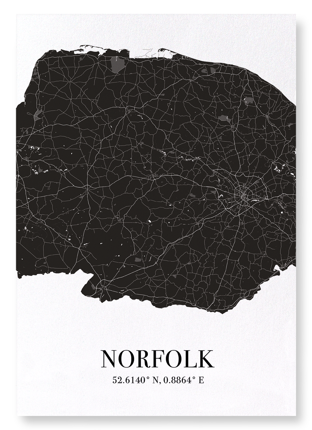 NORFOLK CUTOUT: Map Cutout Art Print