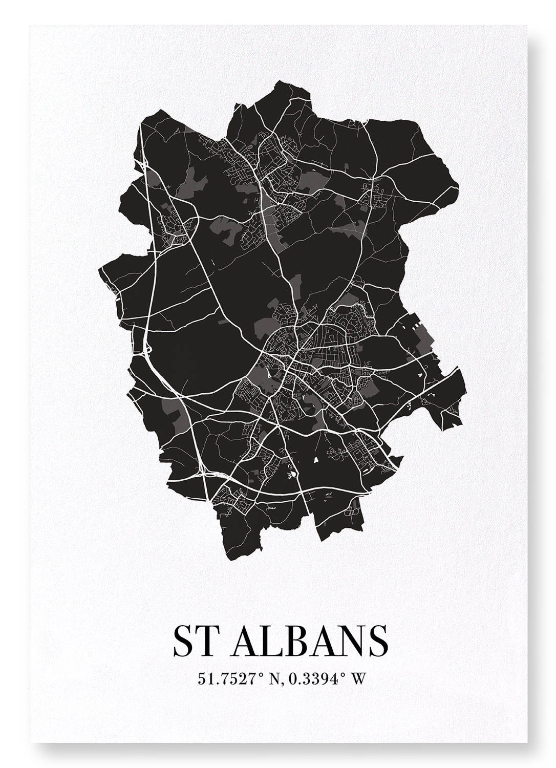 ST. ALBANS CUTOUT: Map Cutout Art Print